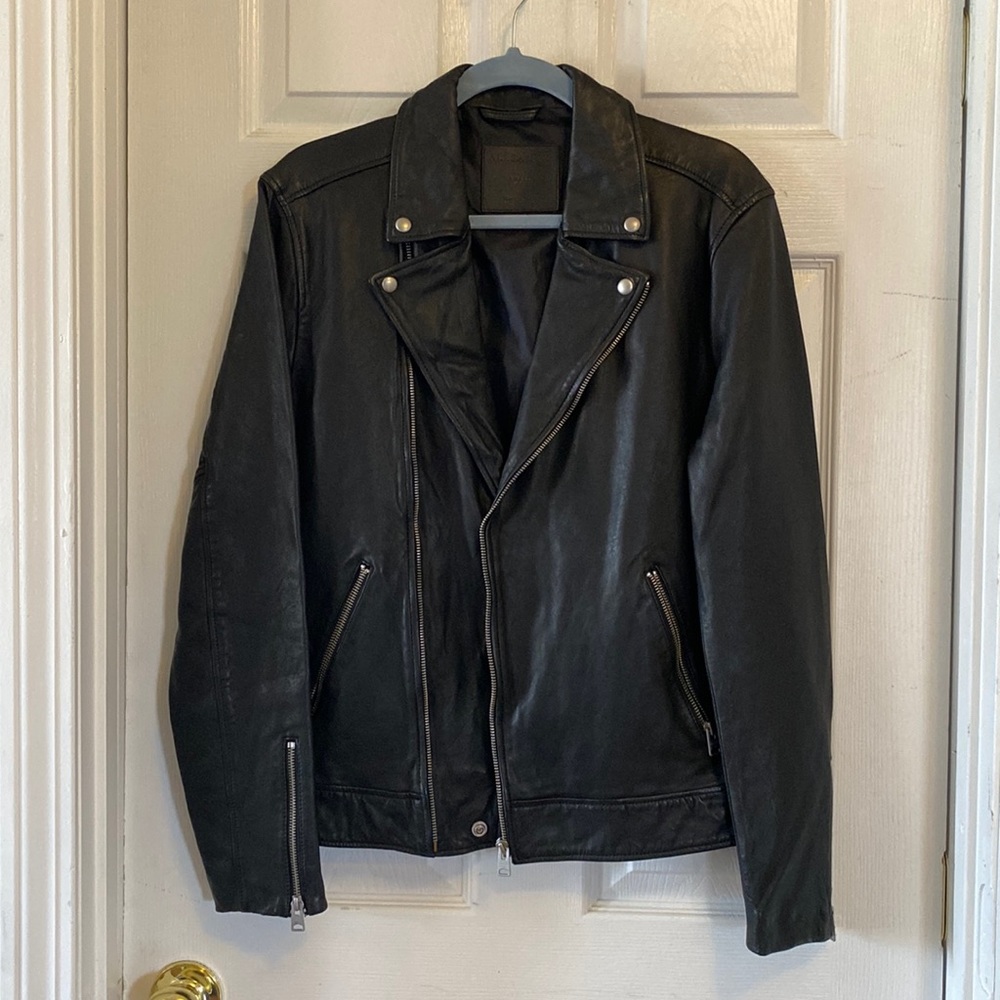 All Saints Black Leather Biker Jacket